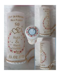 Hochzeitskerze rustica , goldene Hochzeit , handgefertigt 